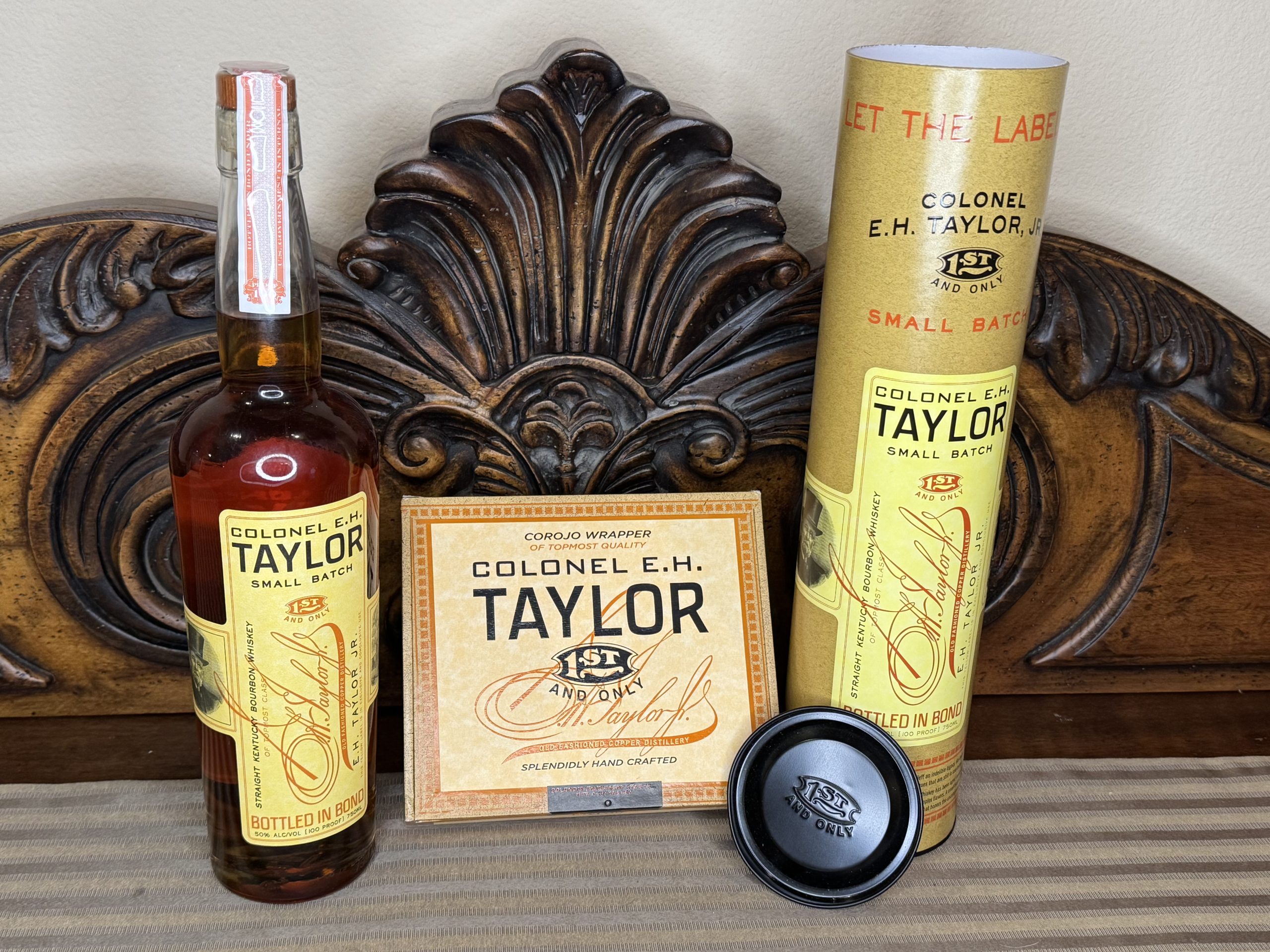 Colonel E.H. Taylor Cigars paired with a bottle of E.H. Taylor Bourbon