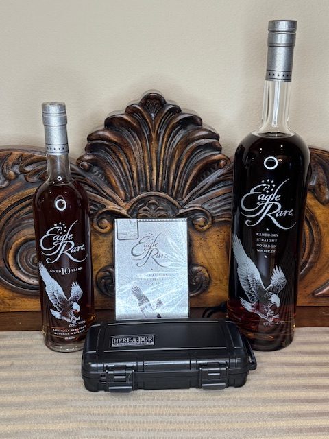 Eagle Rare cigar set with travel humidor paired with 2 bottles of Eagle Rare
