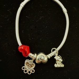 Pandora Sterling Silver Charm Bracelet – Love & Paw Print Theme