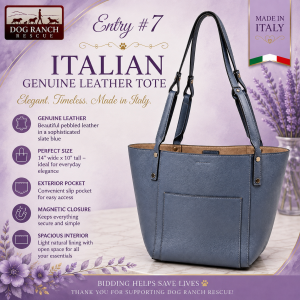 Italian Genuine Leather Slate Blue Tote