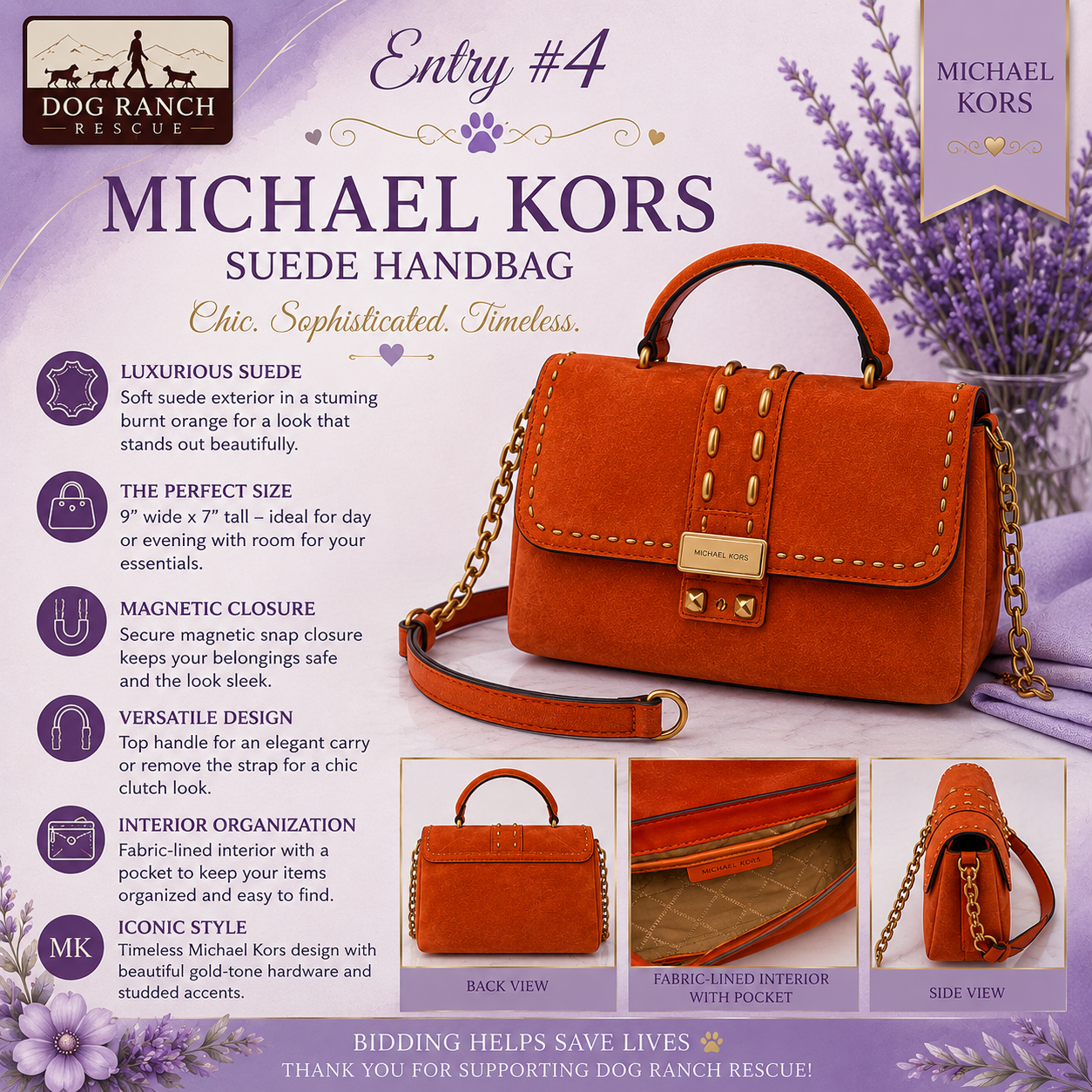 Michael Kors Burnt Orange Suede Handbag