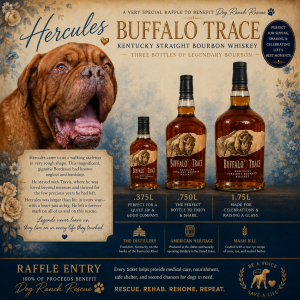 Buffalo Trace Bottle Set, sizes 1.75L, 750ml, and 375ml